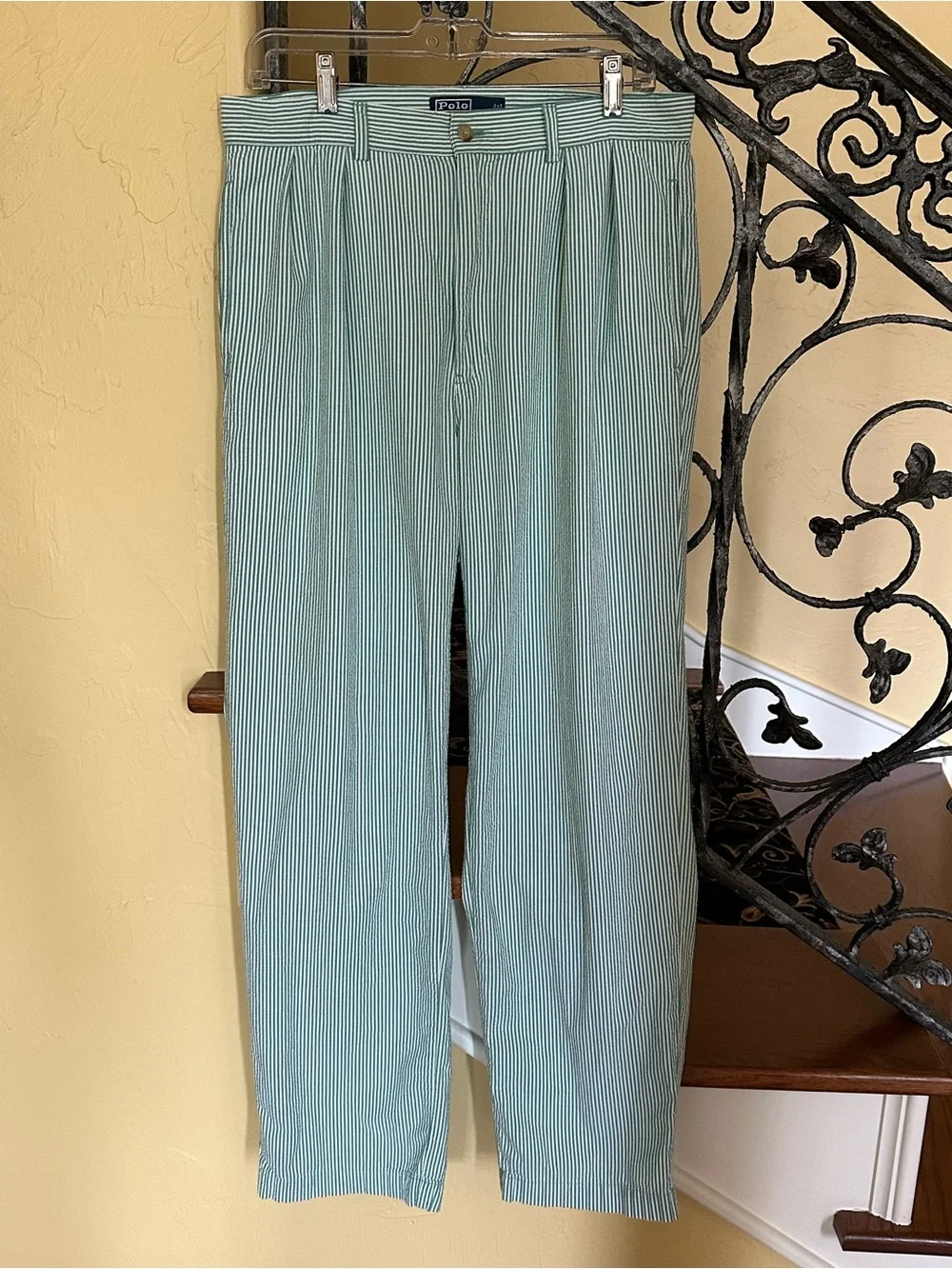 Polo Ralph Lauren Striped Green Seersucker Pants - Picture 1 of 9